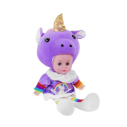 Мягкая кукла "Lovely Doll: Единорожек" фиолетовый с золотистым рогом (MiC)