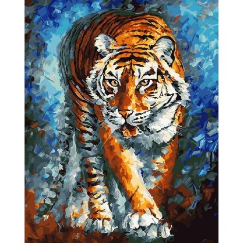 Картина по номерам "Голодный тигр" ★★★★ (Rainbow Art)