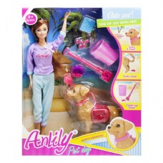 Кукла с собакой "Anlily" (брюнетка)
