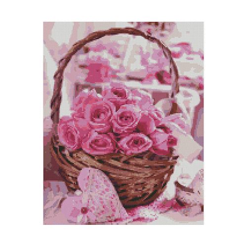 Алмазна мозаїка "Кошик з рожевими трояндами" (Strateg)
