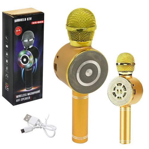 Бездротовий світлодіодний мікрофон "Караоке", золотистий (MiC)