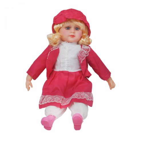 М'яка лялька в платті і капелюшку (малиновий) (MiC)