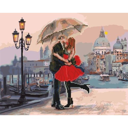 Картина за номерами + Алмазна мозаїка "Побачення у Венеції" ★★★★ (Rainbow Art)