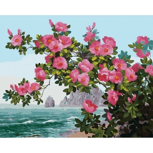 Картина по номерам + Алмазная мозаика "Весна на побережье" ★★★★ (Rainbow Art)