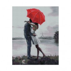 Алмазная мозаика "Влюблённая пара под зонтиком"