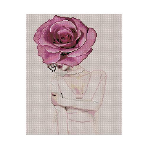 Алмазная мозаика "Девушка-бутон розы" (Strateg)