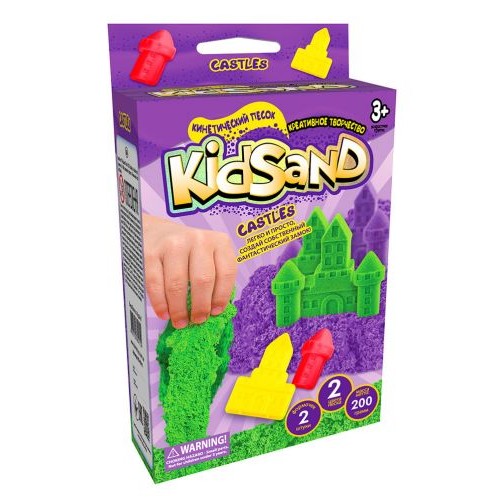 Кинетический песок "KidSand: Замок" с формочками, 200 г (рус) (Dankotoys)