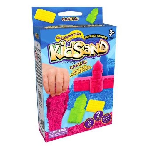 Кінетичний пісок "KidSand: Замок" з формочками, 200 г (рус) (Dankotoys)