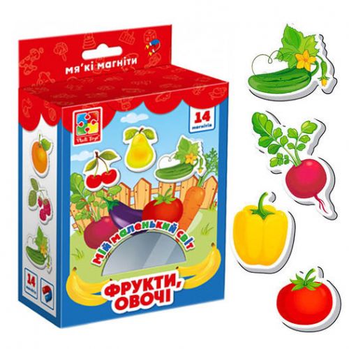 Магниты "Мой маленький мир: Овощи и фрукты" (укр) (Vladi Toys)