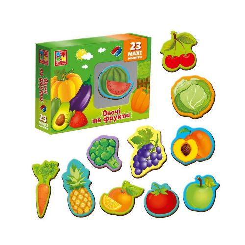 Магниты "Мой маленький мир: Овощи и фрукты", укр (Vladi Toys)