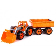 Трактор с ковшом и прицепом ТехноК (оранжевый)