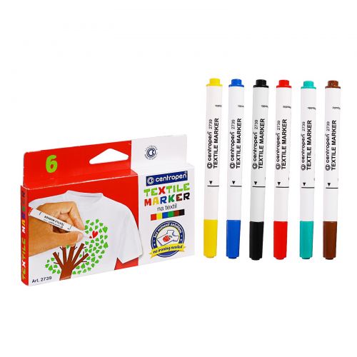 Набор маркеров для рисования по ткани, 6 шт (Centropen)