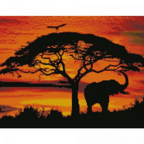 Алмазна мозаїка "Африканський захід сонця" (Strateg)