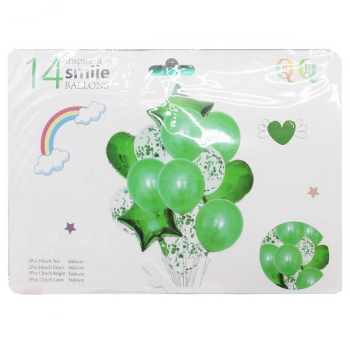Фольгированные шары зеленые, 14 шт. (MiC)