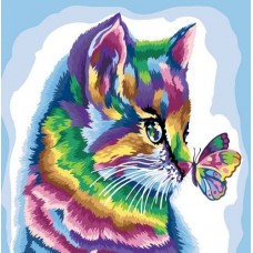 Картина по номерам "Радужный котик" укр