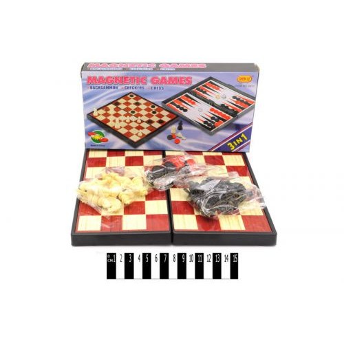 Магнитная игра 3 в 1 (шахматы, шашки, нарды) (CHEN LE)