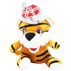 Мягкая игрушка "Тигр в шапочке" рыжий