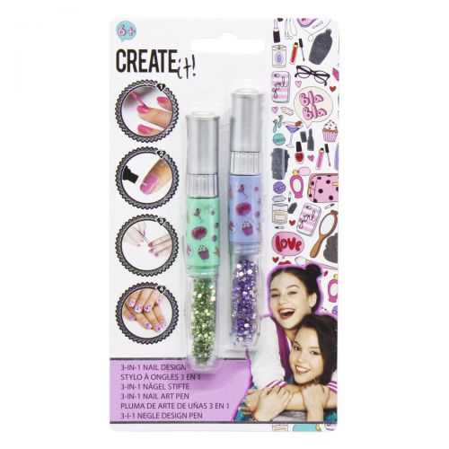 Набор ручек для дизайна ногтей "CREATE IT!" 3 в 1 (зеленый, сиреневый) (MiC)