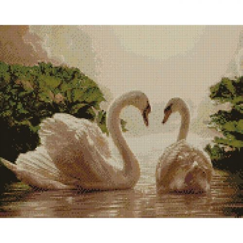 Алмазная мозаика "Пара лебедей" (Идейка)
