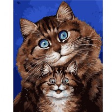 Картина по номерам "Кошка с весёлым котёнком" ★★★★