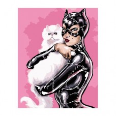 Картина по номерам "Женщина-кошка с котиком" ★★★