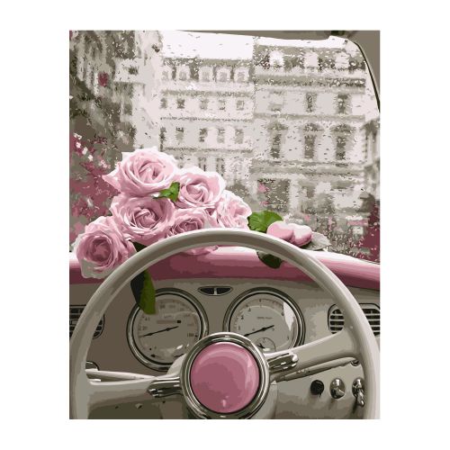 Картина по номерам "Цветы в авто" ★★★★★ (Strateg)