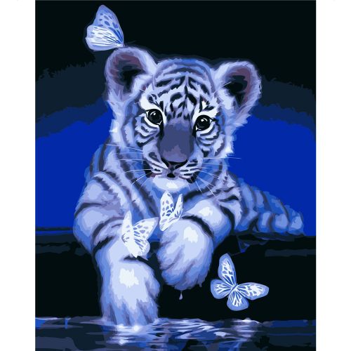 Картина по номерам "Малыш тигрёнок" ★★★ (Strateg)