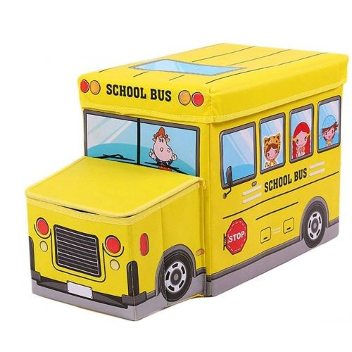 Пуф-корзина для игрушек "Школьный автобус" (желтый) (MiC)
