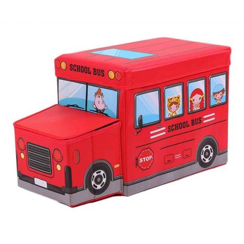 Пуф-корзина для игрушек "Школьный автобус" (красный) (MiC)