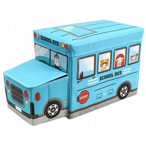 Пуф-корзина для игрушек "Школьный автобус" (синий) (MiC)