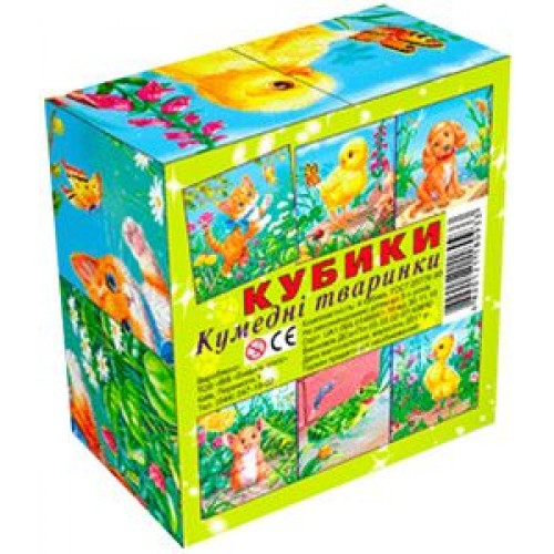 Кубики "Забавні звірятка", 4 кубика (Київська фабрика іграшок)