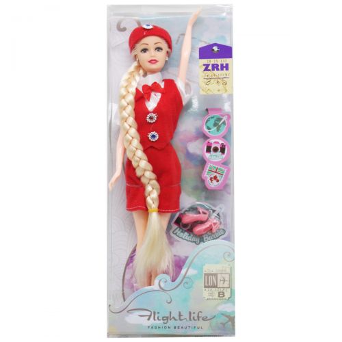 Лялька "Стюардеса" у червоному (блондинка) (MiC)