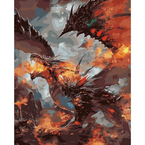 Картина за номерами "Вогняний дракон" (Strateg)