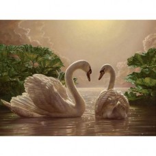 Картина по номерам "Пара лебедей" ★★★★