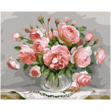 Картина по номерам "Розы в стеклянной вазе" ★★★★