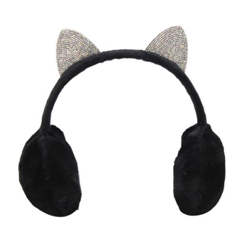 Хутряні навушники "Котик", чорні (MiC)
