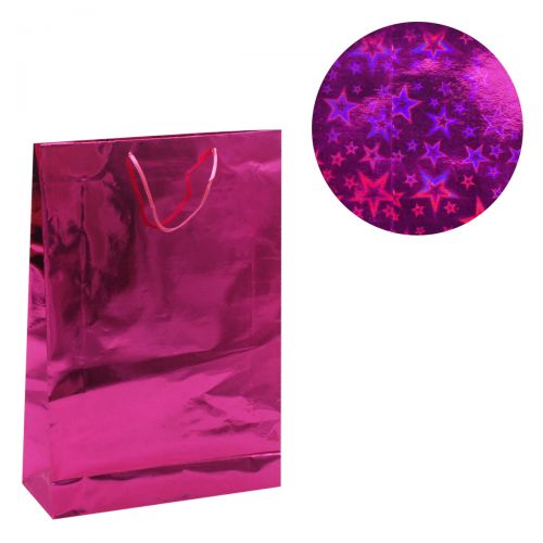 Подарочный пакет "Голографический", розовый (MiC)