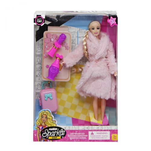 Кукла в шубке, розовая (MiC)
