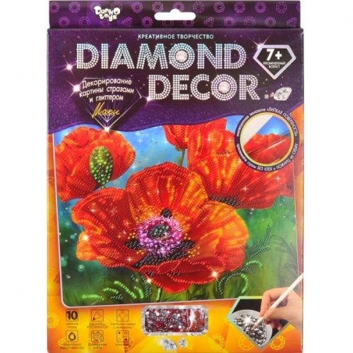 Набір для творчості "Diamond Decor: Маки" (Dankotoys)