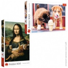 Пазлы "Мона Лиза и дремлющий кот" + "Время для мороженного" (500+500 элем)