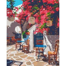 Картина по номерам "Кофейня под цветами"