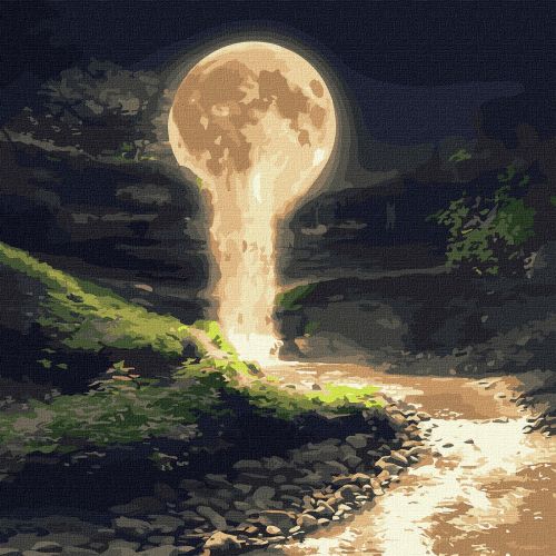 Картина по номерам "Лунный водопад" (с красками металлик) ★★★ (Идейка)