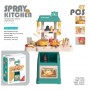 Кухня детская "Spray Kitchen" с посудой, на батарейках, музыкальная, свет, пар, течет вода, 47 элементов (бирюзовая) (Beibe Good)