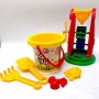 Набор песочный 6 (ведерко, водяная мельница, лопатка, грабельки, сито и формочки) (Технок)