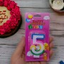 Свеча-цифра цветная с блестками "6" 6 см (MiC)