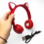 Наушники беспроводные, подсветка, Bluetooth, (КРАСНЫЕ) (MiC)