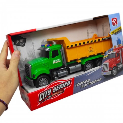 Машина самоскид, інерційна, озвучена, зі світлом, в коробці (29,5x11x17,5 см) (RUI JIA) Машина самоскид, інерційна, озвучена, зі світлом, в коробці (29,5x11x17,5 см) (RUI JIA)