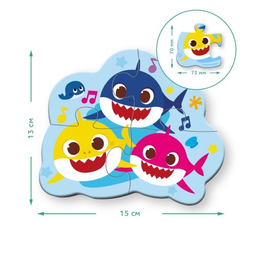 Пазл "Baby Shark" (2 пазли × 2 ел., 2 пазли × 3 ел., 2 пазли × 4 ел.) (Dodo)