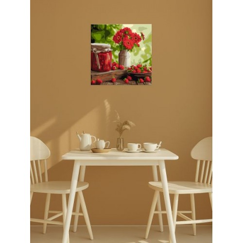 Картина по номерам - "Клубничное варенье" ©art_selena_ua, 40х40см (Ideyka)