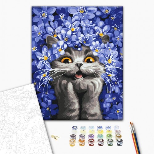 Картина по номерам "Киця в пролісках" 40x50 см. Маріанна Пащук (Brushme)